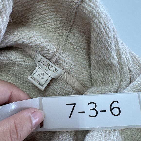 J.Crew Sweater Womens XS Petite Beige Cowl Funnel Neck Kangaroo Pocket E0856 - Picture 3 of 6